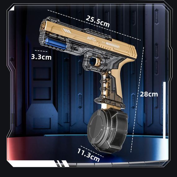 Водяний акумуляторний пістолет Water Gun 66-35 (500ml) with lithium battery Transparent gold | Зображення 1