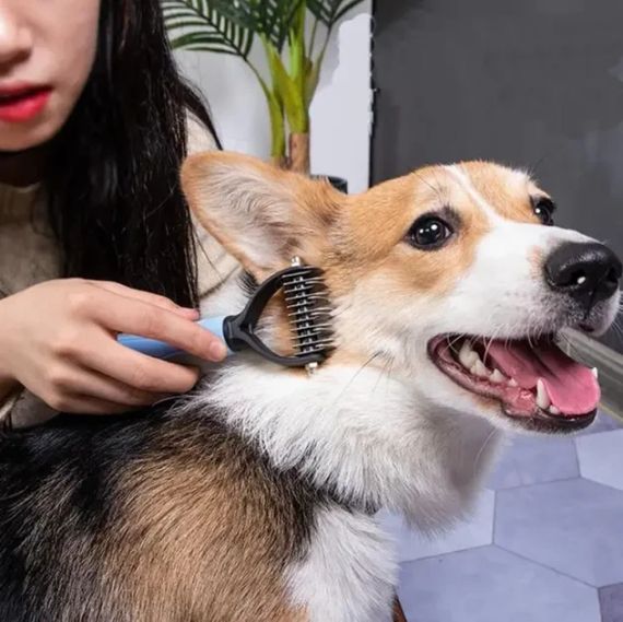 Двосторонній гребінець для вичісування вовни котів та собак AND217 | Зображення 1