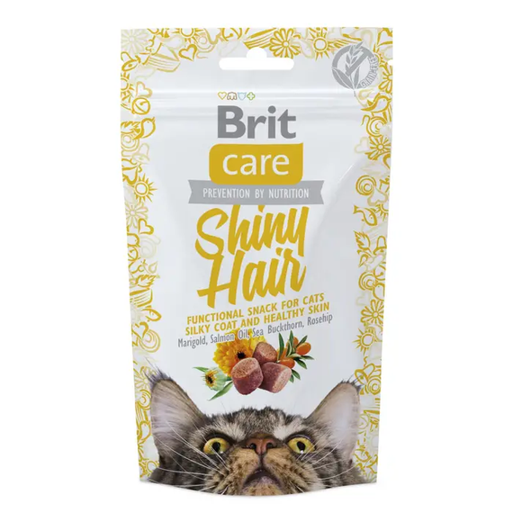 Ласощі для котів Brit Care Functional Snack Shiny Hair для підтримки шерсті, лосось 50г