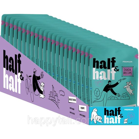 Влажный корм Half&Half Duck для собак кусочки утки в соусе полнорационный пауч 100 г | Зображення 2