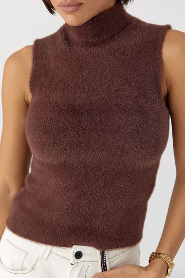 Жіноча жилетка із альпаки - коричневий цвет, ONE SIZE (є розміри) | Зображення 3