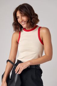 Женская майка с контрастной окантовкой - бежевый цвет, M (есть размеры)