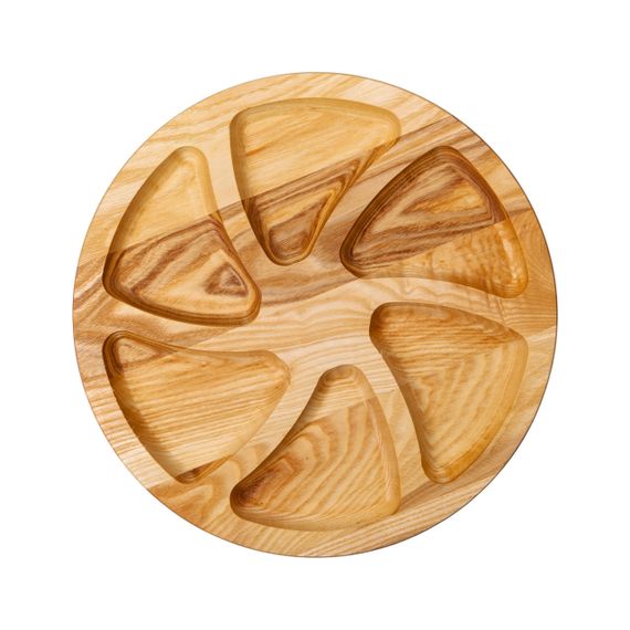 Менажниця дерев'яна 30 см кругла на 6 секцій, ясен T30W300