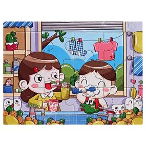 Детский деревянный пазл-вкладыш "Утренние процедуры" MD 1343-13, 12 элементов