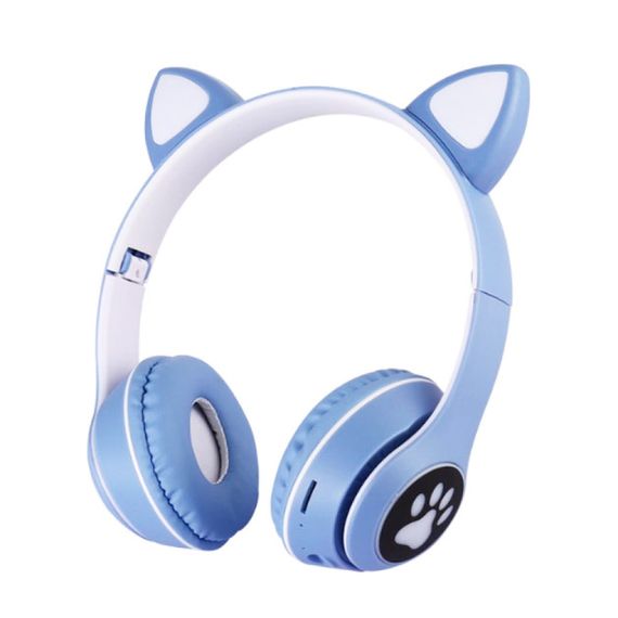 Беспроводные наушники с кошачьими ушками и RGB подсветкой Cat VZV 23M. Цвет: голубой | Зображення 2