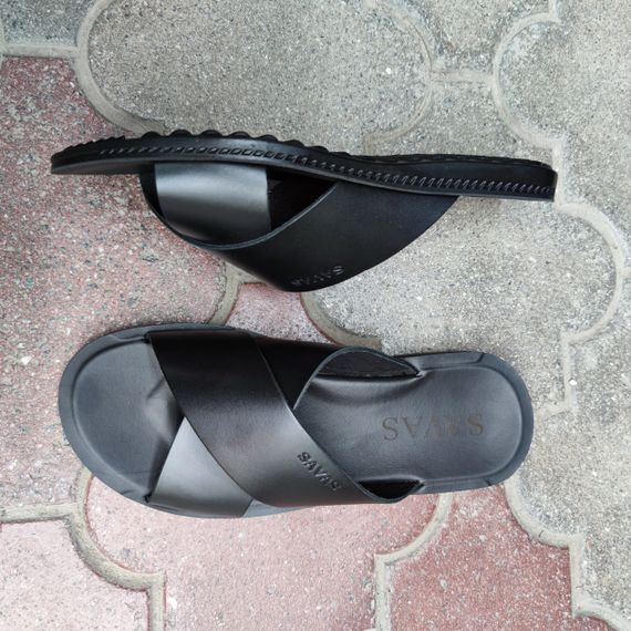 Чорні чоловічі шльопанці з шкіри 40 42 43 розмір | Зображення 4