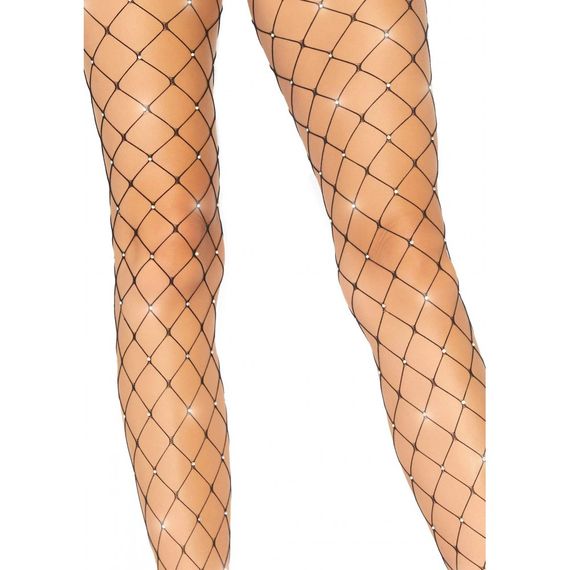 Колготки из микросетки со стразами черные Leg Avenue Rhinestone micro net tights O/S sexstyle | Зображення 1