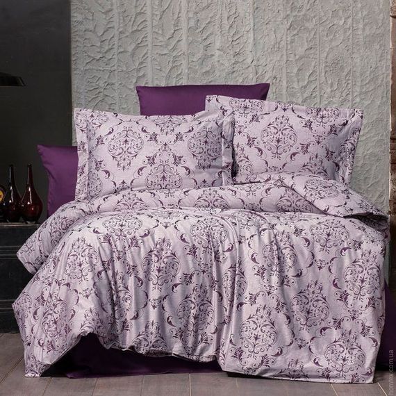 Постільна білизна євро Arya Arya Vogue Органік Жаккард Paris AR-A107256-Violet 200x220 см фіолетовий