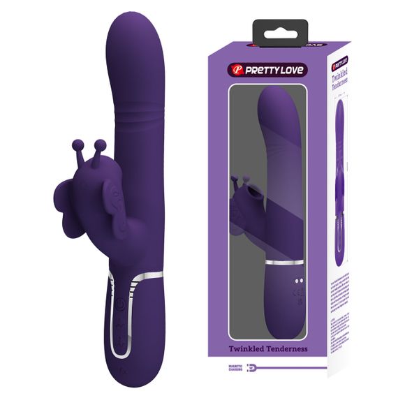 Вібратор-кролик PRETTY LOVE Twinkled Tenderness Purple, силікон, фіолетовий, подвійна стимуляція Sex Aura