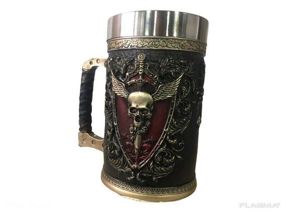 Кружка Чашка 3D Skull Mug Череп Пивная кружка с Гербом Крылатого Черепа