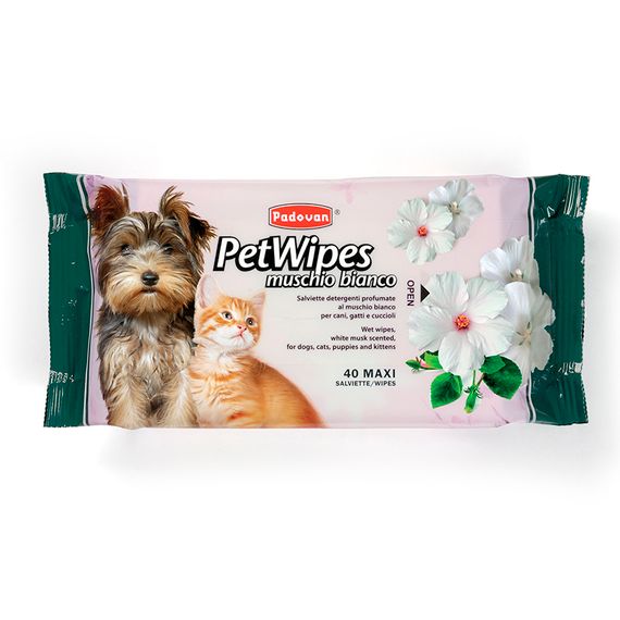 Padovan Pet Wipes Muschio Bianco вологі серветки для собак та котів з білим мускусом, 40 шт