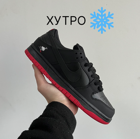 Кросівки зимові низькі Dunk Low Pigeon Black Red  Хутро  , В'єтнам зима 0280 43 27.5 см
