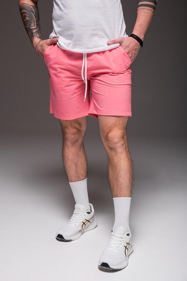 Мужские шорты из плащевки внутри с сеткой RA2031/1  цвет розовый, размер M