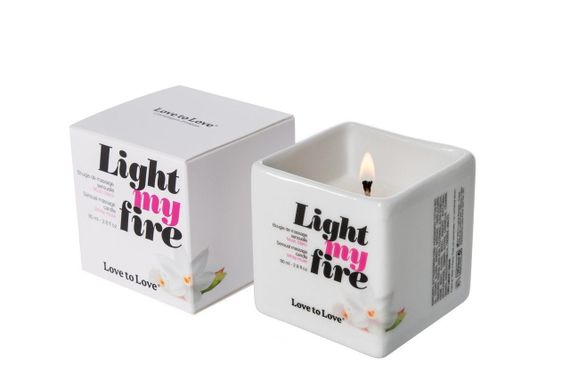 Масажна свічка з ароматом білого мускусу Love To Love LIGHT MY FIRE Musc, 80мл | Зображення 1