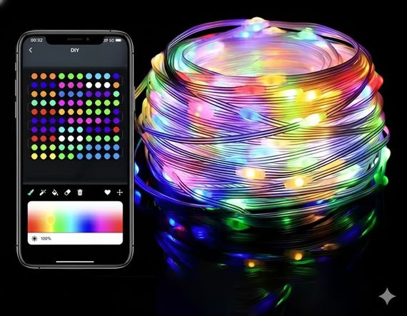 Светодиодная RGB 10м гирлянда на елку или новогоднего декора в дом или на улицу водонепроницаемая IP65 с управлением SMART | Зображення 6