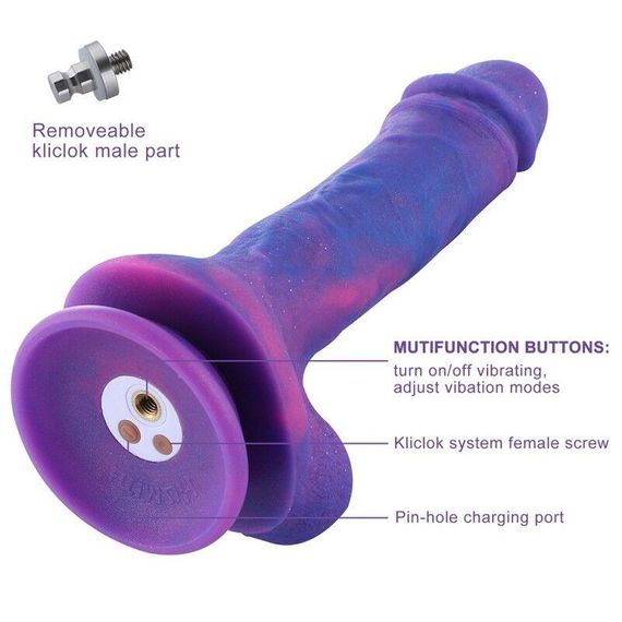 Фалоімітатор 8.2″ з вібрацією для секс-машин Hismith Purple Silicone Dildo with Vibe, KlicLok Sex Aura | Зображення 4