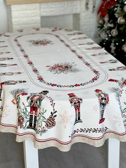 Скатертина гобеленова овальна CASCANUECES OVAL Limaso, 137х240, Овальна, Новорічний, З мікрофіброю + срібним люрексом, 65% поліестер, 30% бавовна, 5% люрекс, Гобелен | Зображення 3