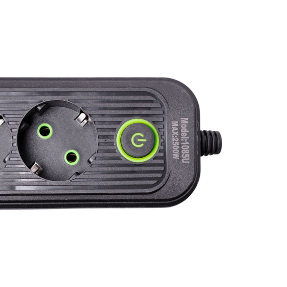 Мережевий фільтр 4.35 м подовжувач на 4 розетки з 3 USB 1 Type-C та кнопкою відключення HP-5-14 | Зображення 3