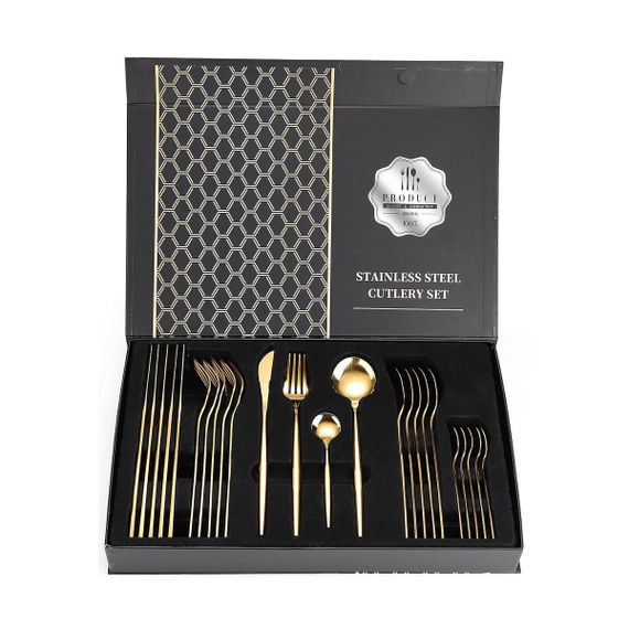 Набір столових приладів Kitchen Ware 24 шт. з нержавіючої сталі на 6 персон Gold