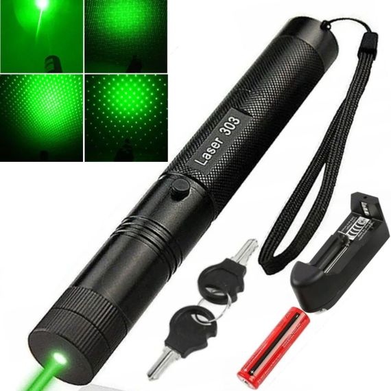 Лазерна указка з зеленим променем, до 10000 метрів Laser pointer YL-303 / Лазер з акумулятором, що перезаряджається / Лазерна