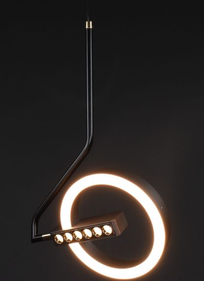 Люстра світлодіодна підвісна LED світильник для квартири на стелю лед 27940 Чорний 50-110х17х24 см. | Зображення 8