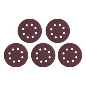 Круг наждачний самоклейний 125 мм з отворами, папір клас С, щільність 140 г/м2, К320, пак. 5ед INTERTOOL1