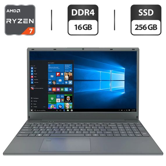 Ультрабук Gatewey GWNR 71539-BK / 15.6" (1920x1080) IPS / AMD Ryzen 7 3700U (4 (8) ядра по 2.3 - 4.0 GHz) / 16 GB DDR4 / 256 GB SSD / AMD Radeon RX Vega 10 Graphics / WebCam б/у