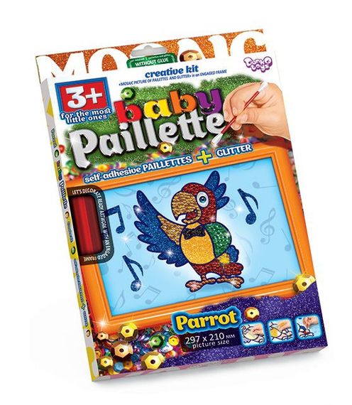 Картина-мозаїка з паєток "Baby Paillette: Папуга" PG-01-05 Danko Toys (4820150918507)