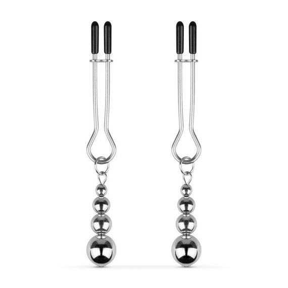 Зажимы для сосков Bedroom Fantasies: Nipple Clamps with Beaded Chain - Silver sexstyle