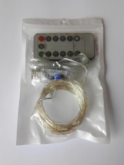 Гірлянда від USB "світлодіодні краплі" 10м, 100LED, холодний білий, 8 режимів + пульт | Зображення 3