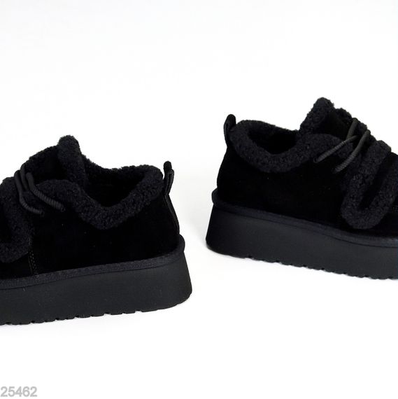 Трендовые теплые замшевые черные кроссовки-угги на липучке | Зображення 2