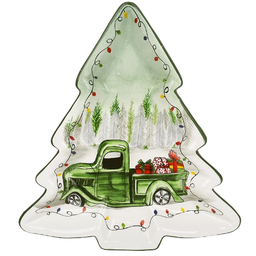 Блюдо керамічне у формі ялинки Зимова казка, 30*27.5*3.5см
