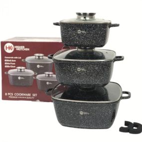 Набір квадратних каструль із гранітним покриттям Higher kitchen НК-302 Чорний