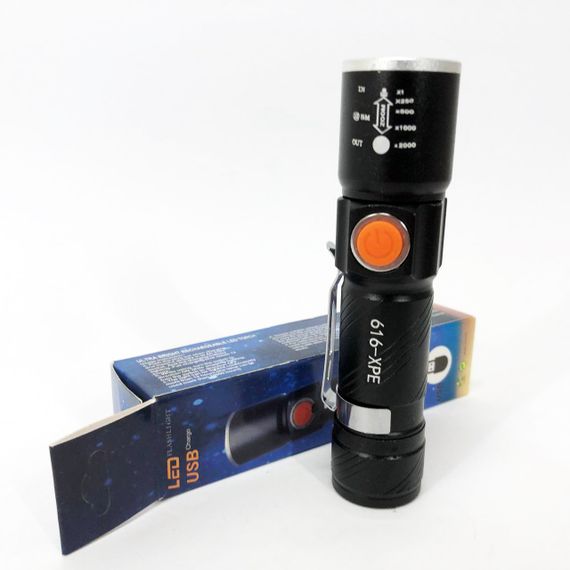 Ліхтарик на USB зарядкою для дому Police 616-XPE, Кращий тактичний ліхтар, Тактичні ліхтарі з зумом XP-71
