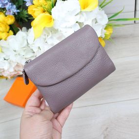 Кошелек женский кожаный маленький Темная-пудра