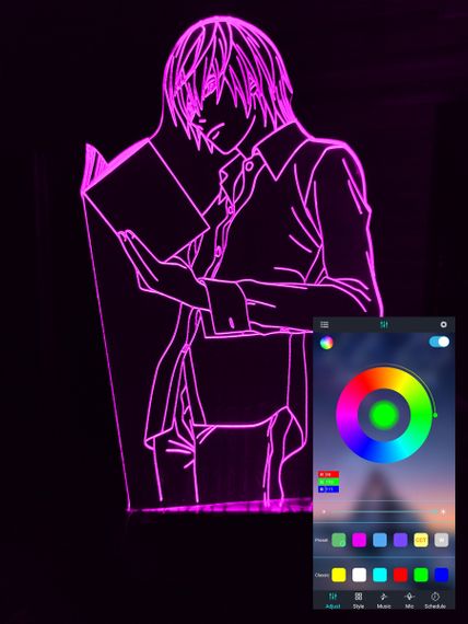 Акриловый светильник-ночник управление с телефона Тетрадь Смерти Лайт 2 tty-n000848