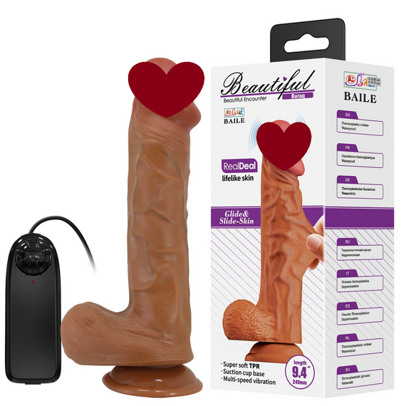 Большой вибратор на присоске BAILE - Buraq Realistic Dildo 9,4", BW-008103ZR-1 Sex Aura
