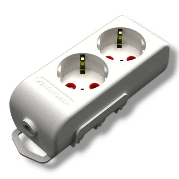 Колодка електрична для подовжувача Mutlusan Ri-tech, 2 розетки, зі шторками, 16А (арт.49-12-12)