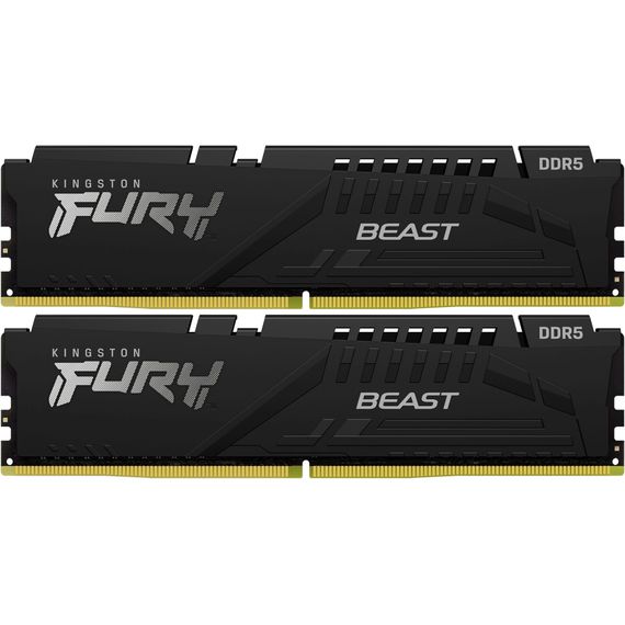 Модуль пам&#039;яті для комп&#039;ютера DDR5 64GB (2x32GB) 5600 MHz FURY Beast Black Kingston Fury (ex.HyperX) (KF556C40BBK2-64)
