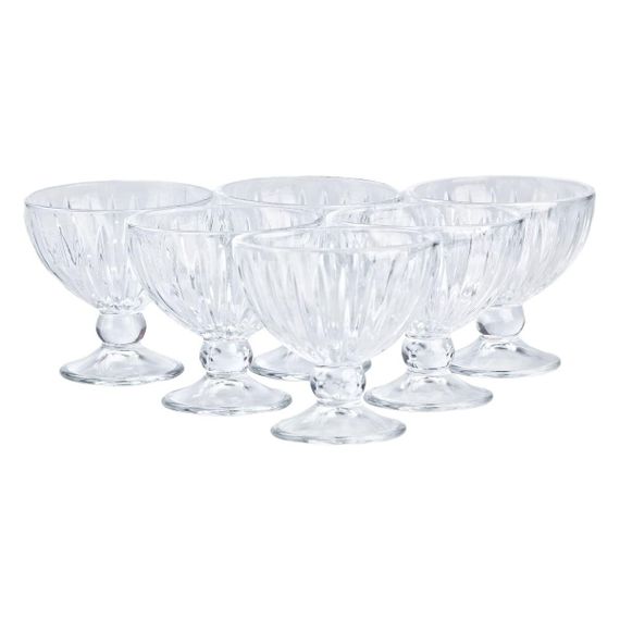 Креманка на ножке стеклянная прозрачная 250 (мл) набор креманок 6 штук для салатов, десертов, желе HP520