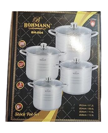 Универсальный набор кастрюль с крышками Bohmann BH-004 8 предметов 4 кастрюли из нержавеющей стали | Зображення 2