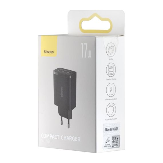 Зарядний пристрій Baseus Compact Charger 3U 17W EU Black (CCXJ020101) | Зображення 2