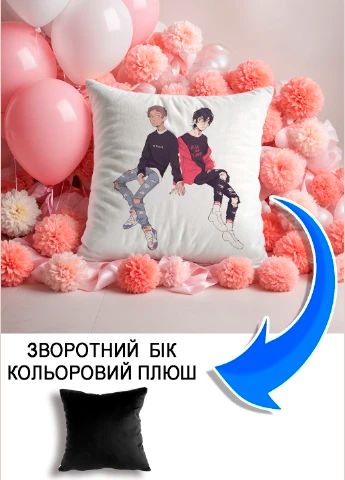 Подушка плюшева Мерч Крафт Дизайн з принтом аніме Voltron klance чорний плюш квадратна 33х33 см
