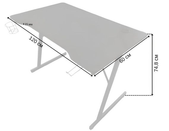 Геймерський ігровий комп'ютерний стіл 120 см Bonro B-07 чорний | Зображення 4
