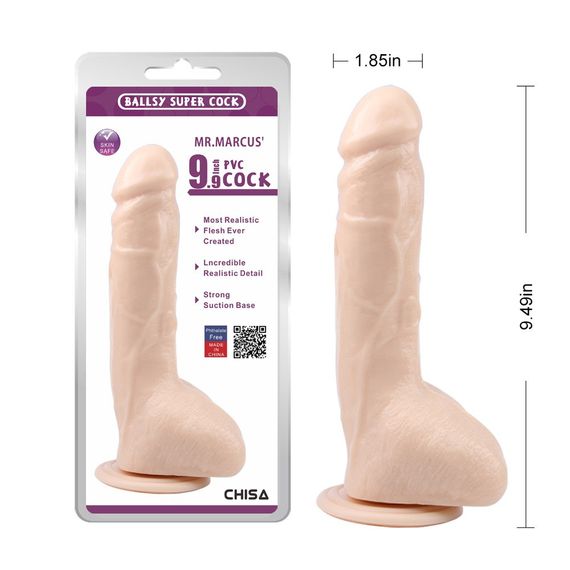 Фалоімітатор з мошонкою на присосці Chisa Ballsy Super Cock Marcus, тілесний Sex Aura | Зображення 5