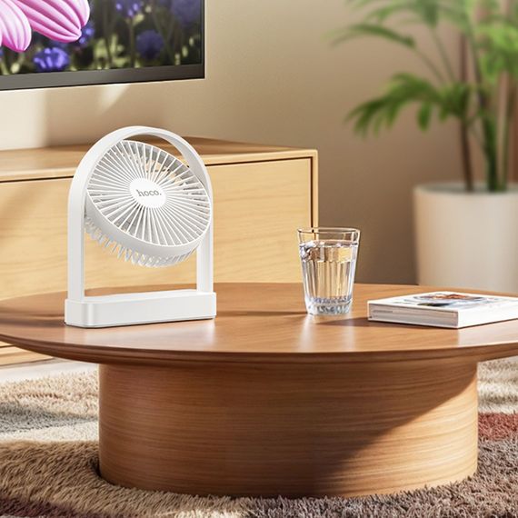 Настольный вентилятор Hoco HX65 ultra-thin desktop fan 2000 mAh White | Зображення 6