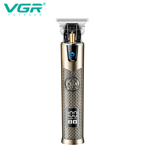 Триммер аккумуляторный VGR V-983 машинка для стрижки бороды и волос с T-образными лезвиями Type-C 4 насадки LED дисплей Золотой | Зображення 1