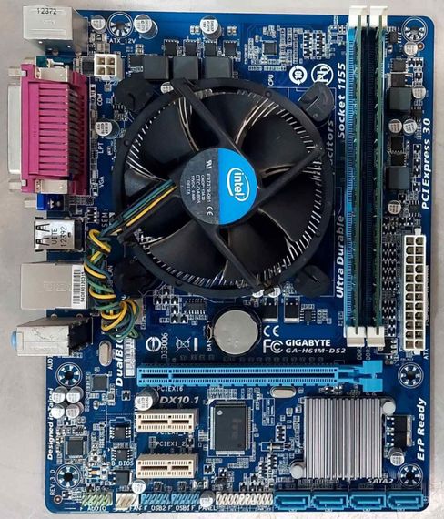 Комплект: Материнська плата Gigabyte GA-H61M-DS2 / Intel Core i5-3470 (4 ядра по 3.2 - 3.6 GHz) / 8 GB DDR3 / Intel HD Graphics 2500 / Socket LGA1155 / Кулер б/в | Зображення 2