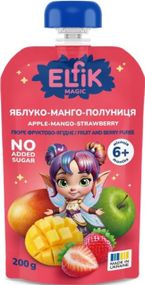Дитяче пюре яблуко-манго-полуниця Elfik Magic 200 г