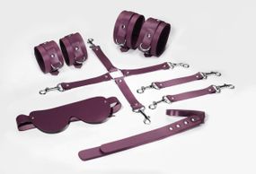 Набір Feral Feelings BDSM Kit 5 Burgundy, наручники, поножі, хрестовина, маска, падл Sex Aura